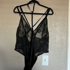 Lace and Velvet Strappy Bodysuit